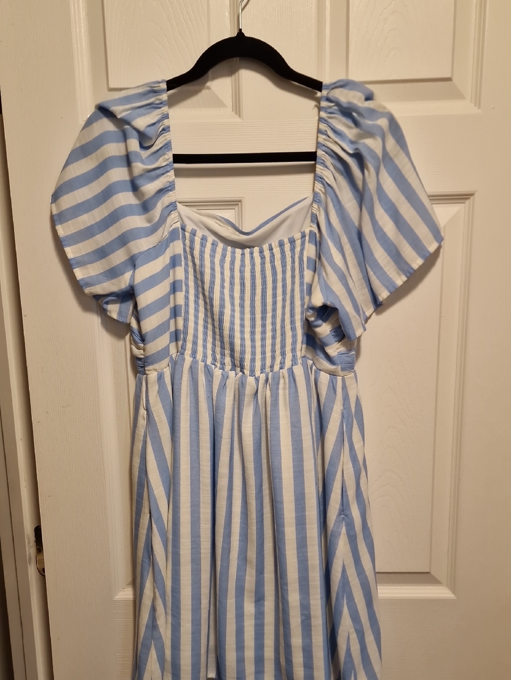 LC Lauren Conrad Blue and White Smocked Stripe Sundress